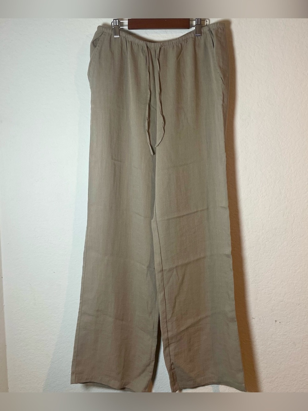 Zara Taupe Viscose Wide Leg Drawstring Pants Size S